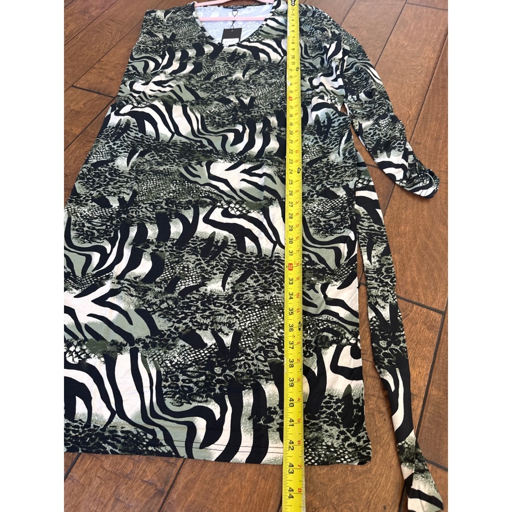 Ilse Jacobsen Green Mixed Animal Print V-Neck Long Sleeve Midi Dress S/M - Picture 9 of 9
